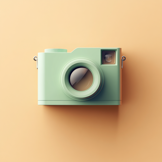 Green camera on a beige background