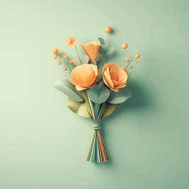 Bouquet of peach-colored flowers on a light green background