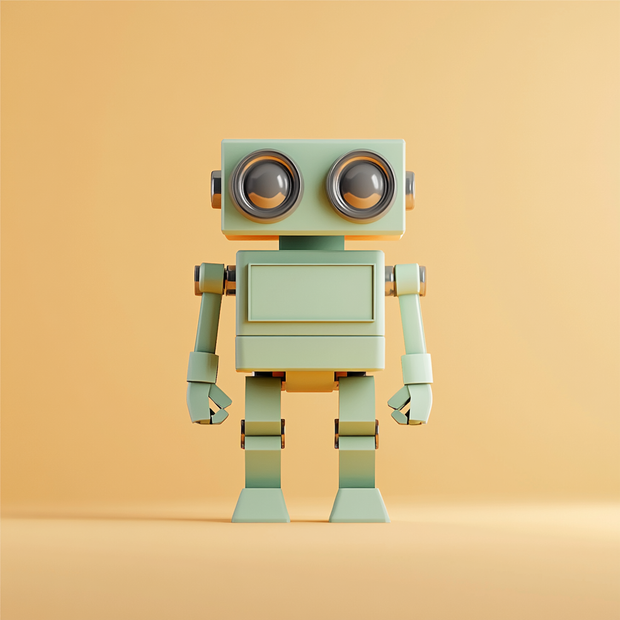 Vintage-style robot toy on a beige background