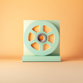 Pastel green wheel-like object on a matching stand against a gradient background