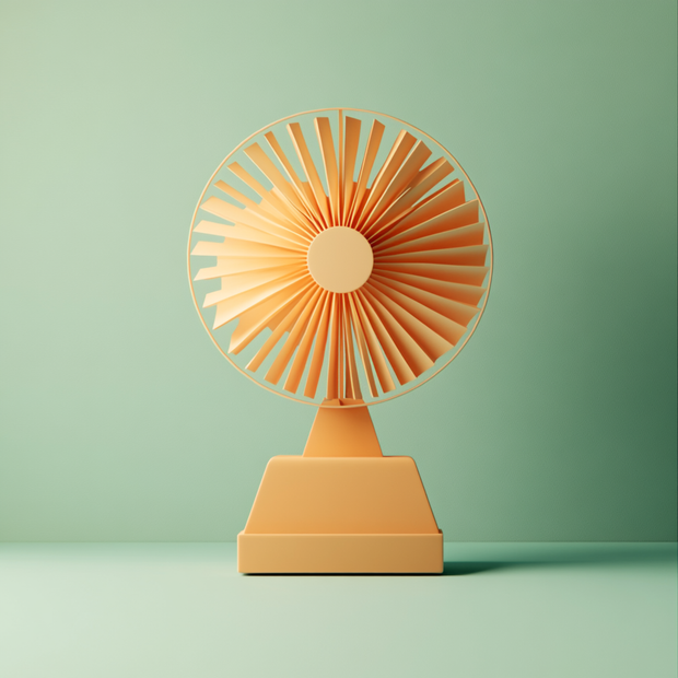 Orange fan on a green background