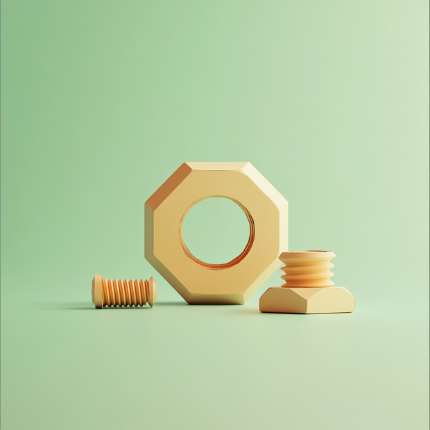 Wooden geometric shapes on a light green background