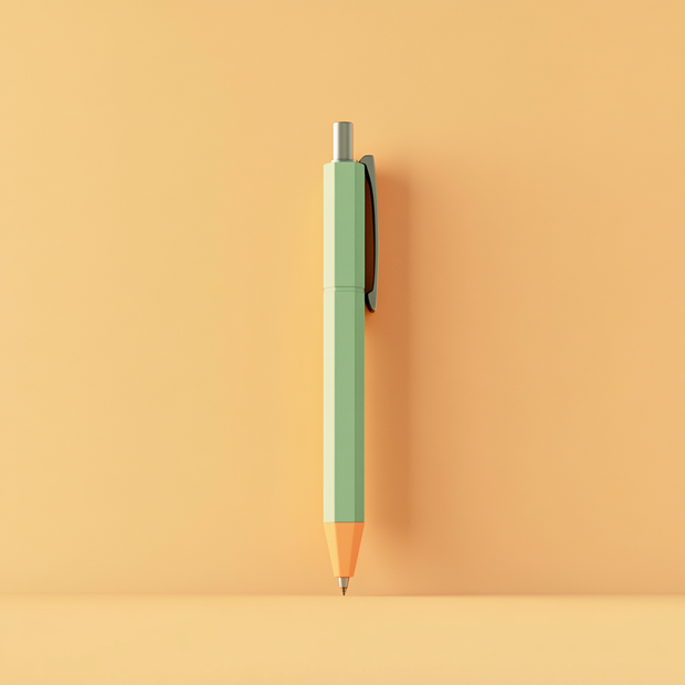 Green pen on a two-tone beige background